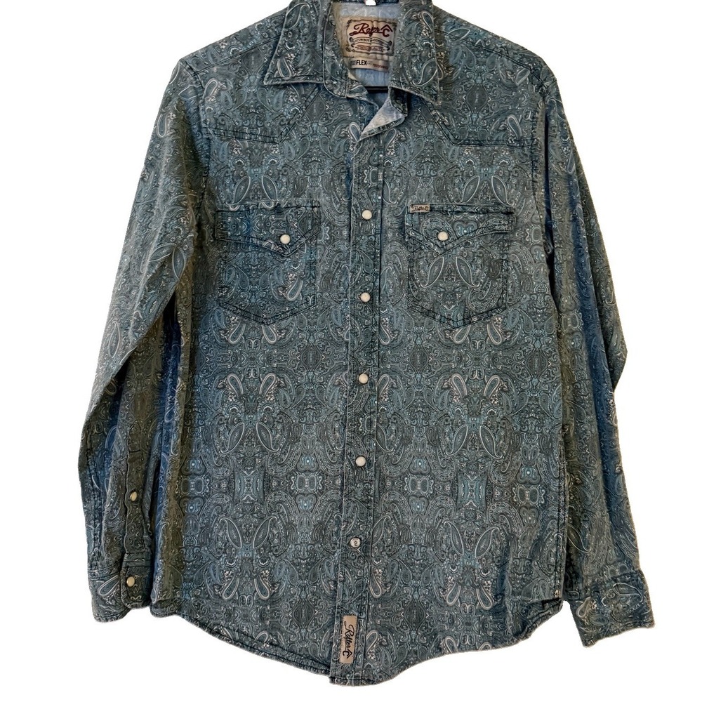 Vintage Roper Men's M Paisley Heavyweight Western Pearl Snap Shirt ProFlex45